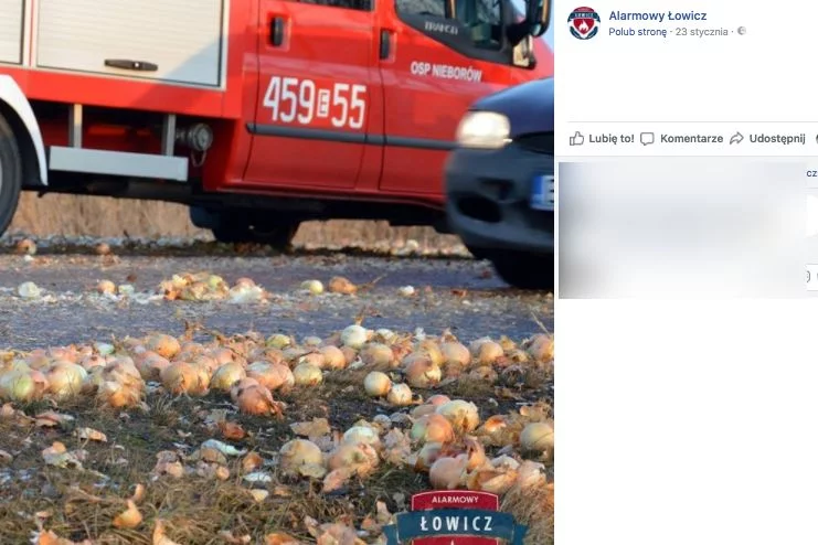 Rozsypana cebula spowodowała utrudnienia w ruchu