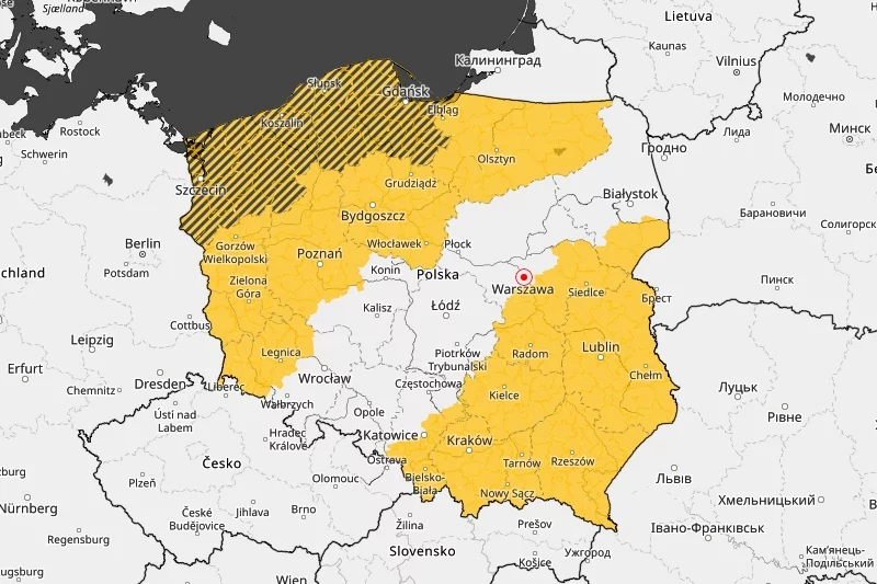 Mapa ostrzeżeń IMGW.