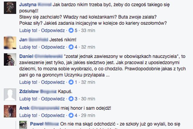 Gdy nazwisko autora doniesienia stało się znane, internauci błyskawicznie odnaleźli go na Facebooku.