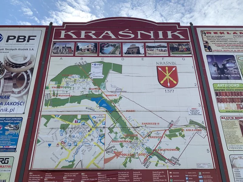 Tablica informacyjna w Kraśniku. Tablica informacyjna w Kraśniku.