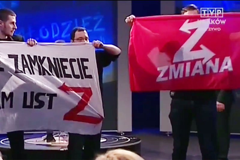 Działacza prokremlowskiej partii Zmiana zakłócili niedzielny program "Młodzież kontra".