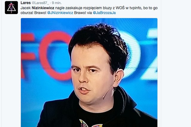 Dziennikarz zaskoczył w TVP Info koszulką z logo WOŚP.
