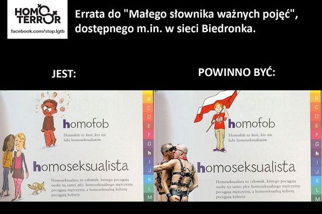 "Mały słownik ważnych pojęć" - przeróbka strony Homoterror