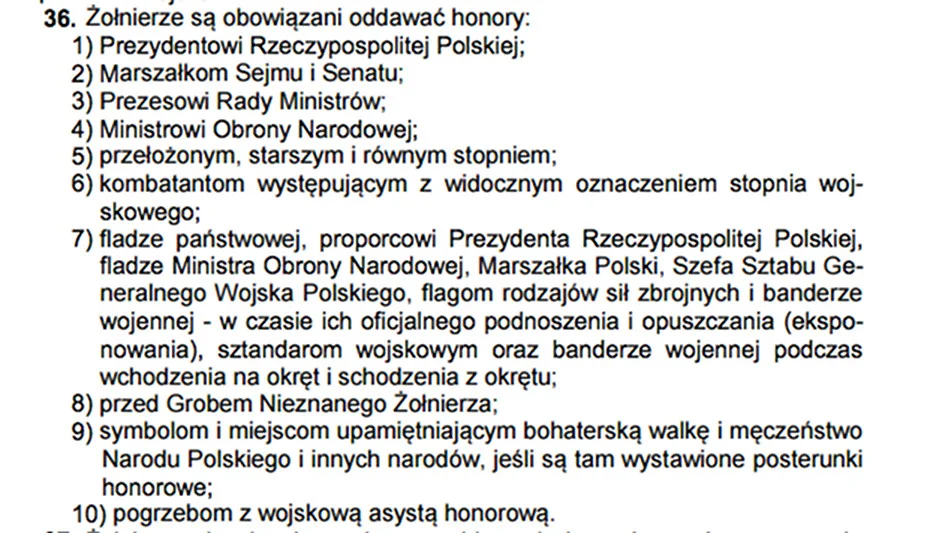 Regulamin Sił Zbrojnych RP w 10 punktach wymienia komu żołnierze mają salutować.