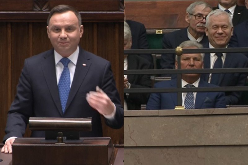 Andrzej Duda pominął Aleksandra Kwaśniewskiego na wstępie swojego przemówienia w Sejmie.