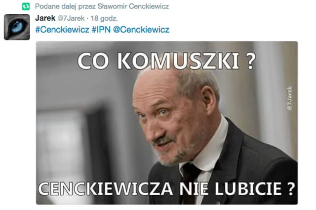 Sławomir Cenckiewicz chętnie udostępnia memy