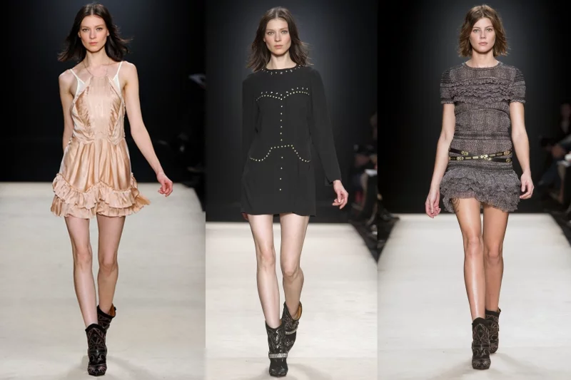 W kolekcji Isabel Marant jesień-zima 2012/13 pojawiły się sukienki przypominające halki, falbanki i koronki.