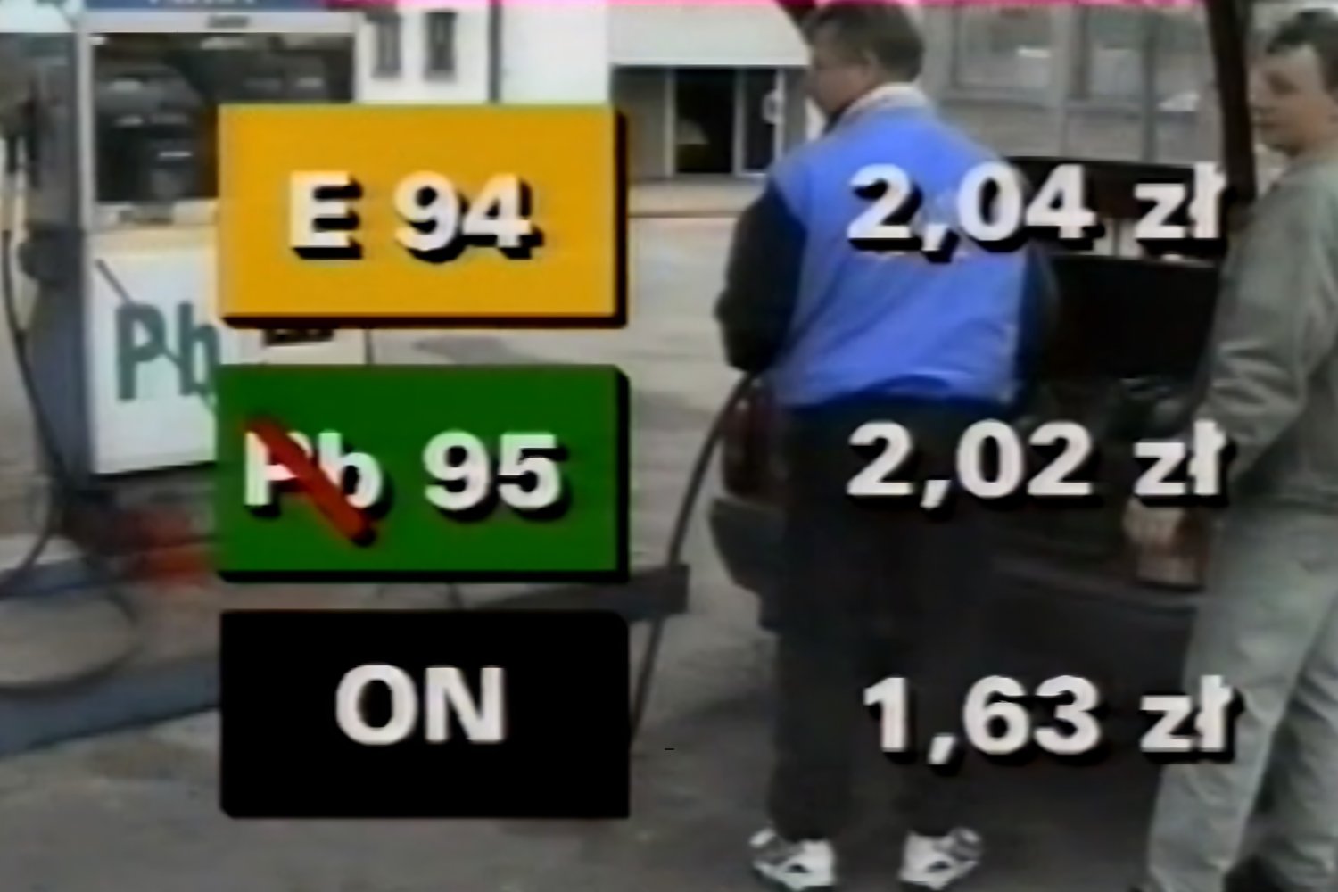 Ceny paliw. E94 2,04 zł, Pb 95 2,02 zł, ON 1,63 zł.