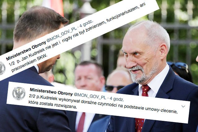 MON zaprzecza, żeby zatrudniało na umowę o pracę Jana Kudrelka. Pracował dla MON, ale na podstawie umowy zlecenia.