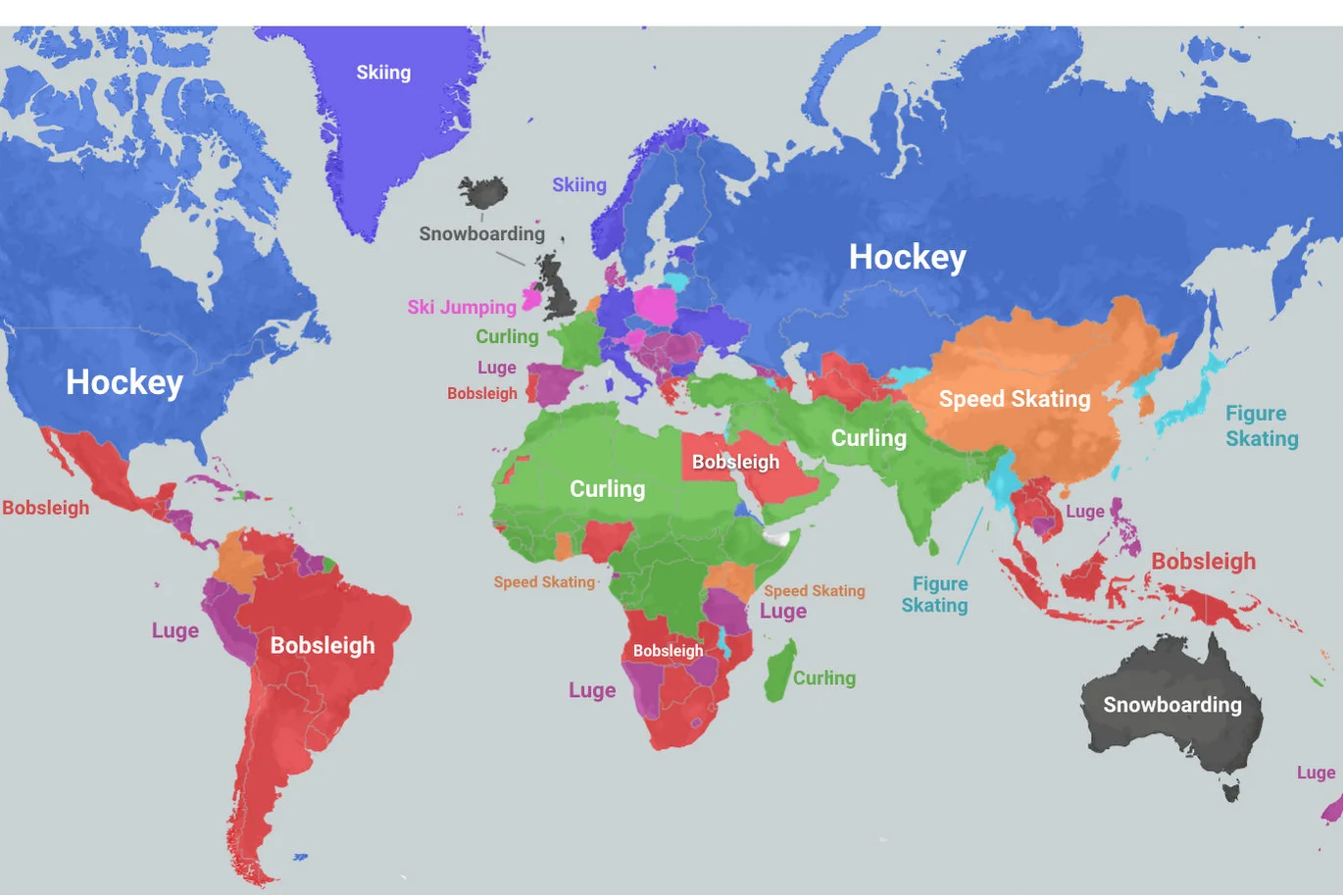Mapa pokazuje, które zimowe sporty interesują najbardziej dany kraj