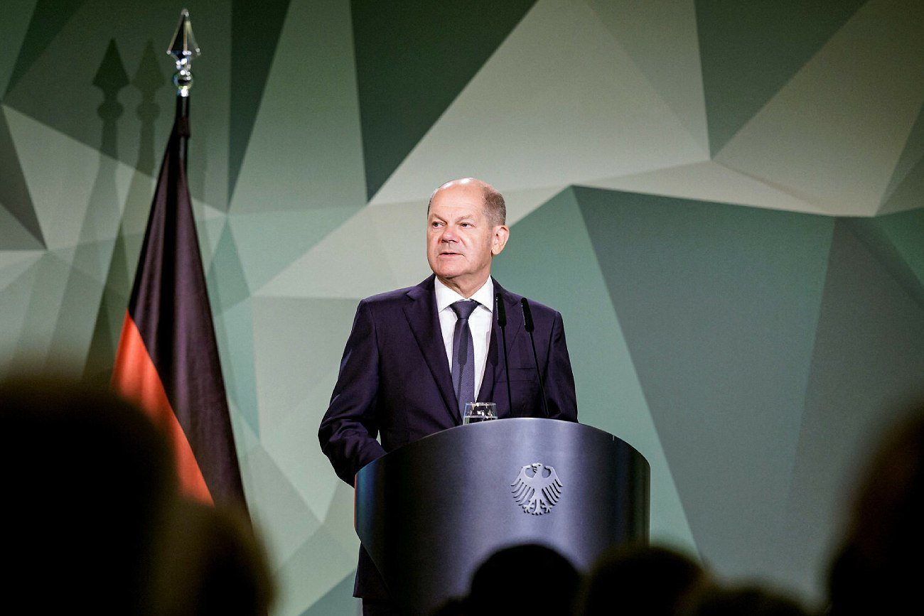 Kanclerz Niemiec Olaf Scholz na konferencji Bundeswehr.