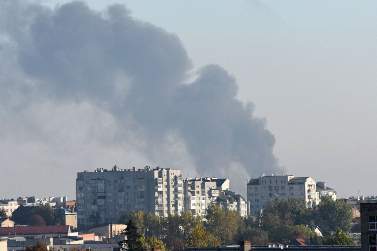 Lwów po bombardowaniu.