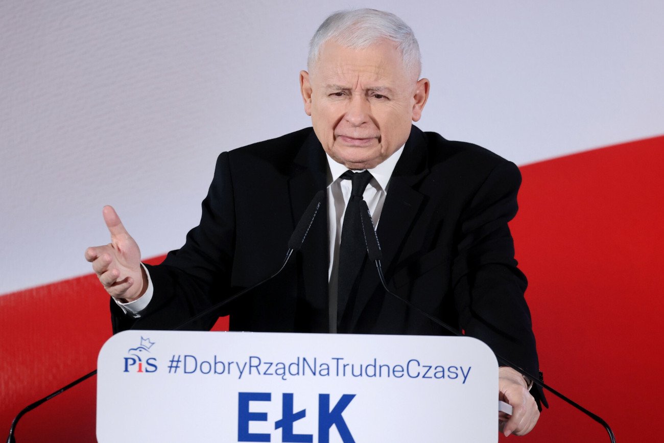 Prezes Prawa i Sprawiedliwości Jarosław Kaczyński w Ełku.