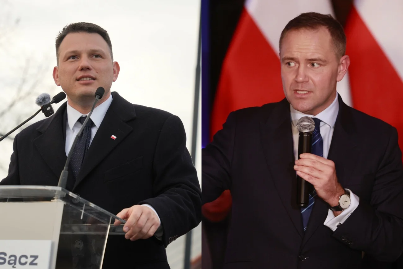 Nowy sondaż polityczny. Sławomir Mentzen depcze po piętach Karolowi Nawrockiemu.