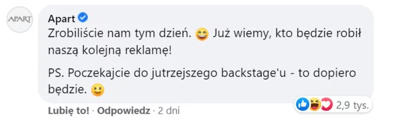 Komentarz marki Apart