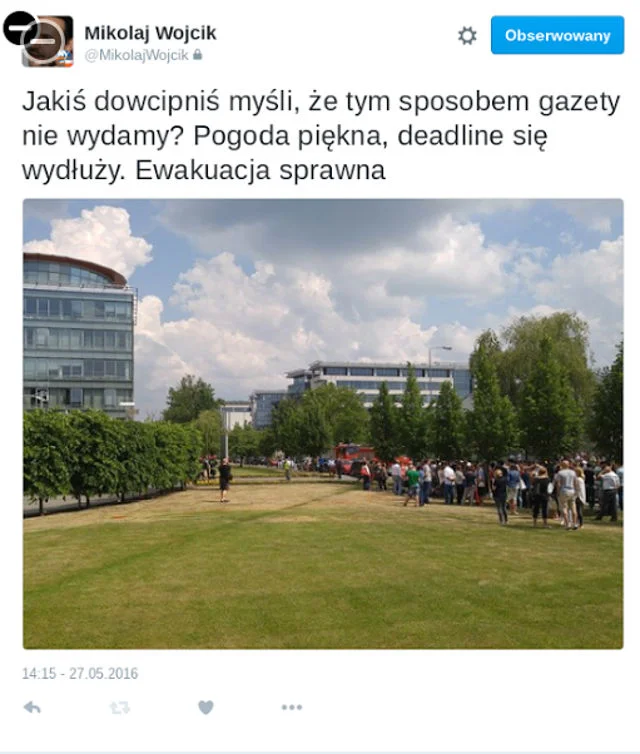 Ewakuowani pracownicy redakcji Axel Springer