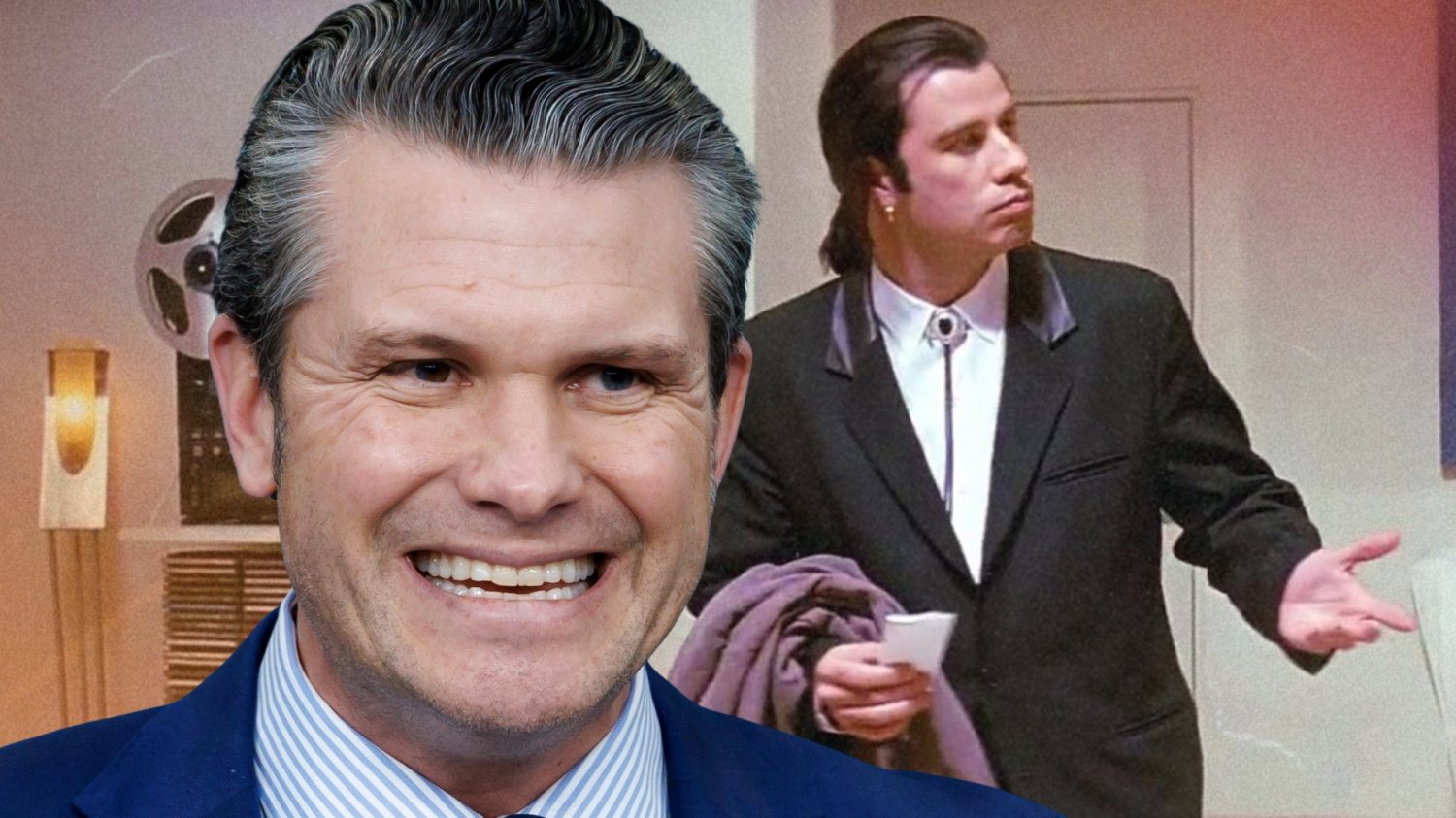 Pete Hegseth i John Travolta z filmie "Pulp Fiction"