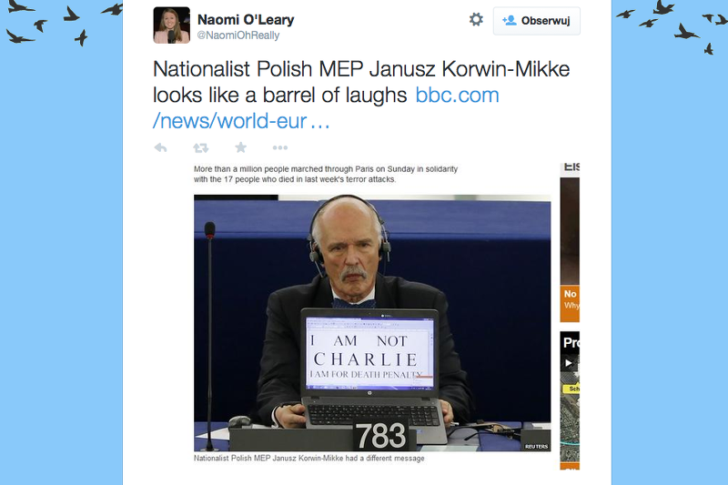 Janusz Korwin-Mikke wyłamał się z gestu solidarności wobec ofiar ataku na redakcję "Charlie Hebdo"