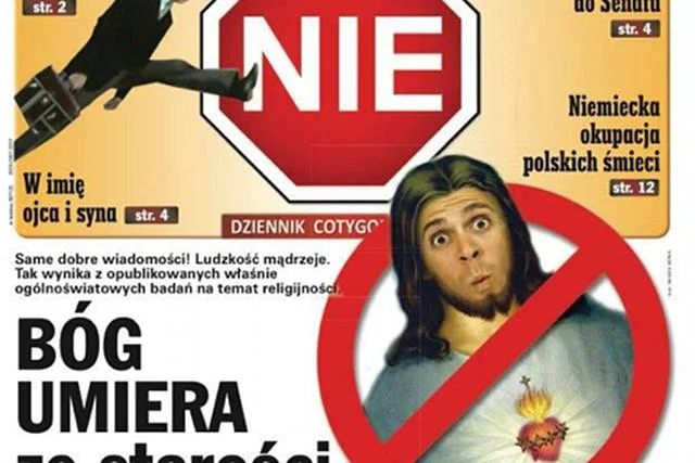 Okładka numeru 34. "NIE" z sierpnia 2012 roku. To ona uraziła uczucia sześciu osób, które zawiadomiły prokuraturę