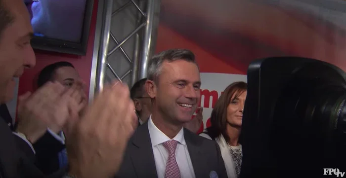Norbert Hofer po ogłoszeniu wyników.