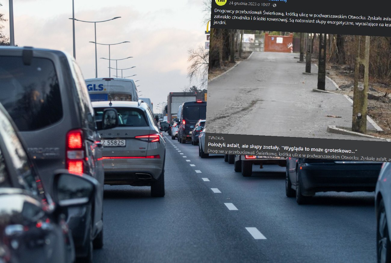 Otwock. W sieci zawrzało po remoncie drogi. "Jedziesz sobie, a tu słup".