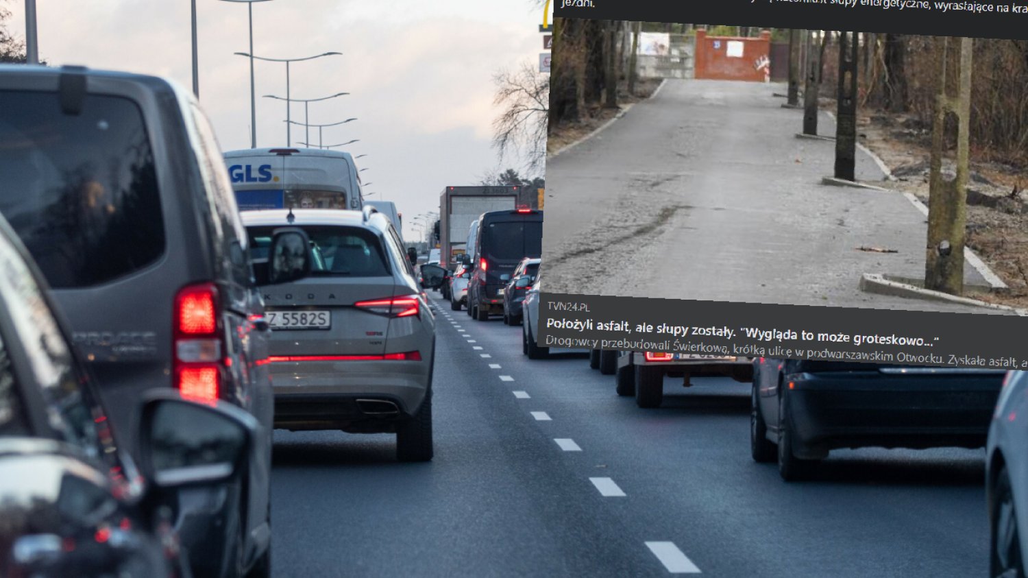 Otwock. W sieci zawrzało po remoncie drogi. "Jedziesz sobie, a tu słup".