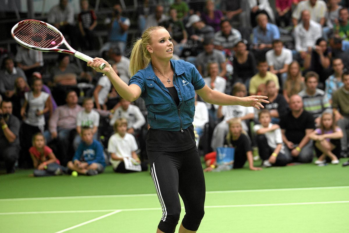 Karolina Woźniacka, numer 86 w rankingu "Maxima", na meczu pokazowym w Bydgoszczy.