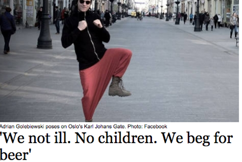 Młodzi Polacy żebrzący o pieniądze na piwo dziwią Norwegów.