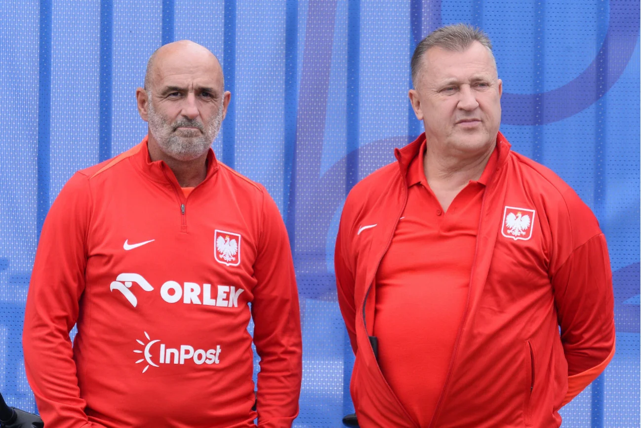 Trener Polski Michał Probierz (z lewej) i Cezary Kulesza, prezes PZPN