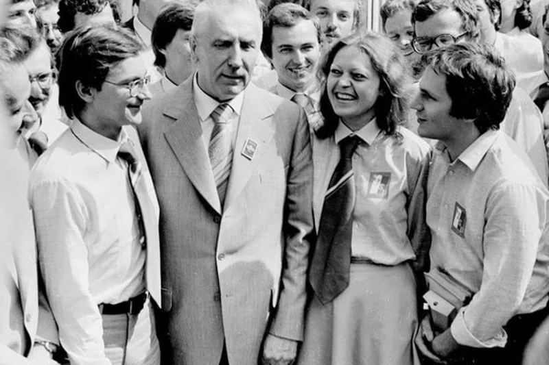 Jerzy Koźmiński, Edward Gierek, Grażyna Kida i Aleksander Kwaśniewski