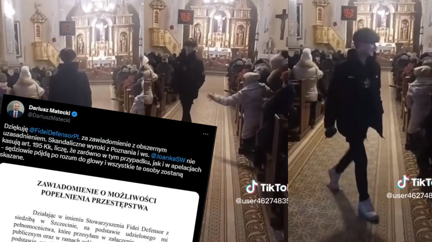 filmik kościół msza tiktok dariusz matecki prokuratura
