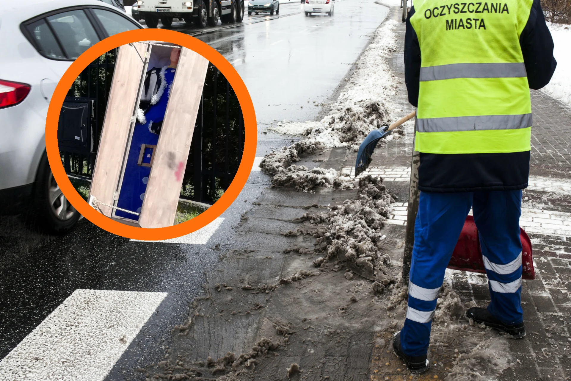 Ktoś wyrzucił na przystanku w Warszawie trumnę. W środku był manekin Trumna na przystanku w Warszawie. Niezwykłe zdjęcie