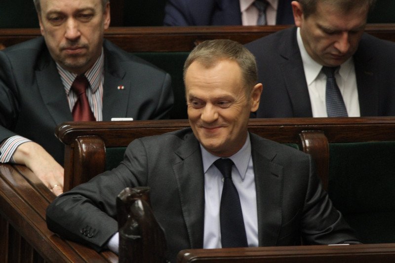 Premier Donald Tusk podczas głosowania w Sejmie