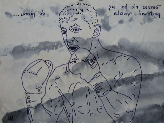 "adamek", tech. własna, 15x20, 2010, 350 PLN. Praca dostępna w MiTo