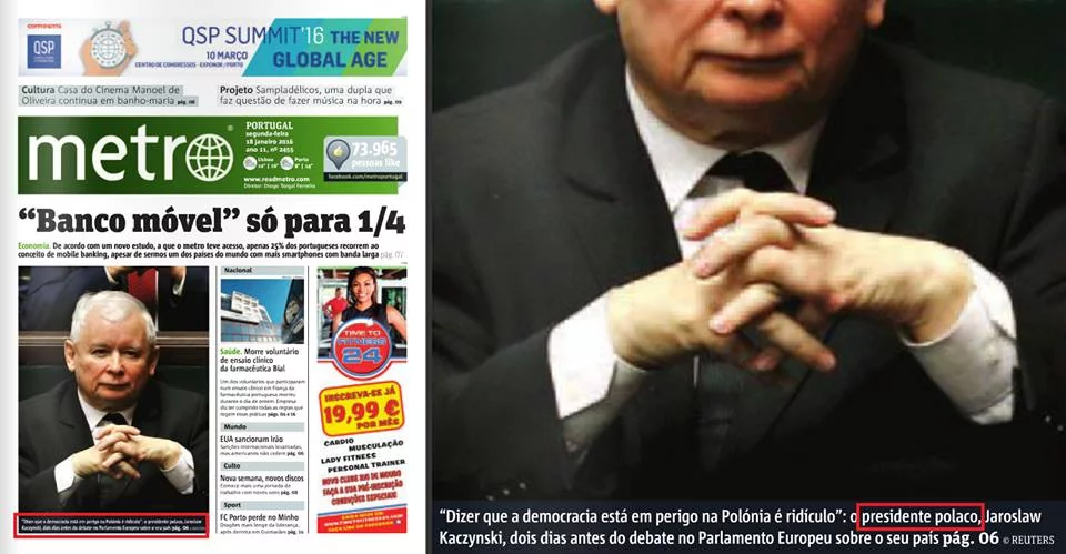 Portugalska gazeta ochrzciła Kaczyńskiego prezydentem Polski