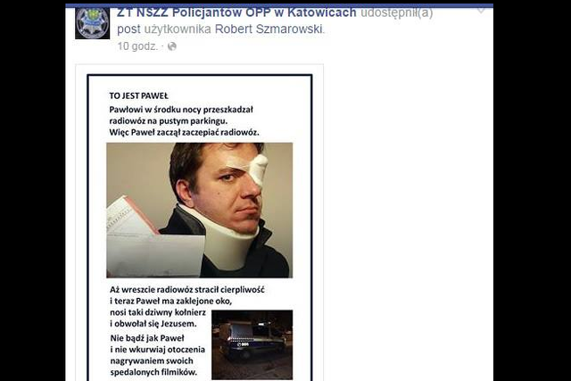 Policjanci z Katowic bronią strażników miejskich, którzy pobili mężczyznę