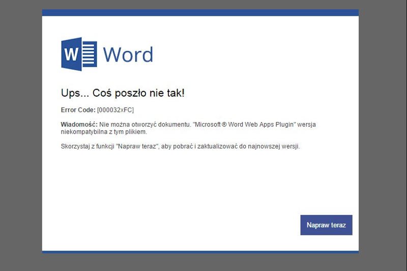 Ten komunikat pojawia się po wejściu w link zamieszczony w mailu przesłanym przez oszustów.