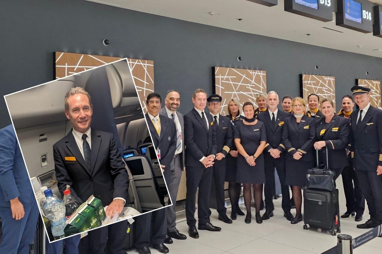 Dyrektor generalny Lufthansy wraz z załogą z którą współpracował pod przykrywką na pokładzie.