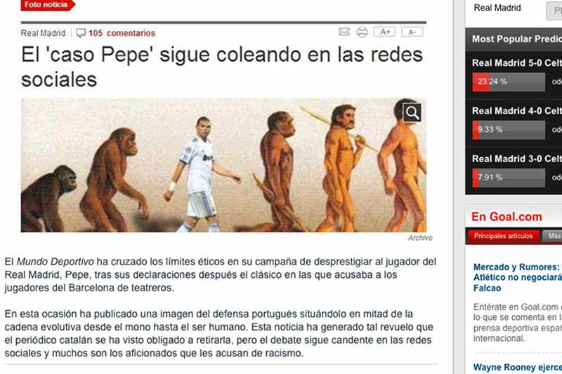 Okładka Mundo Deportivo obrażająca Pepe