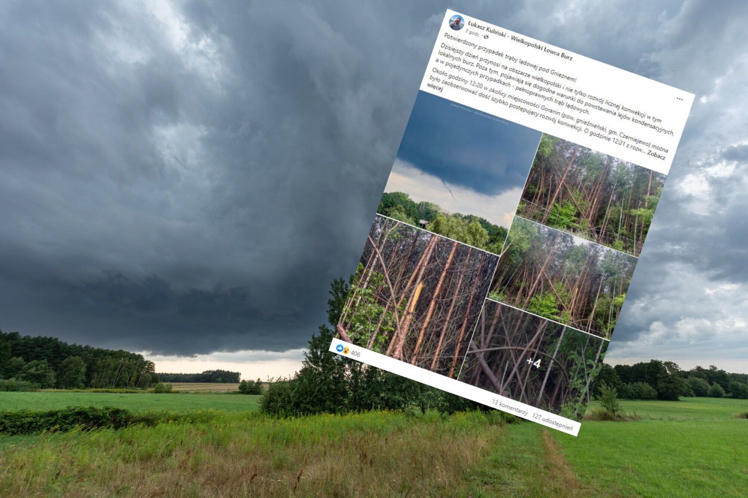 Trąba powietrzna przeszła przez Wielkopolskę.