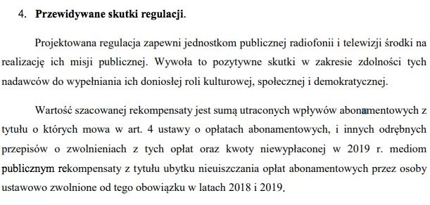 Uzasadnienie ustawy przyznające mediom publicznym dodatkowo blisko 2 mld zł.