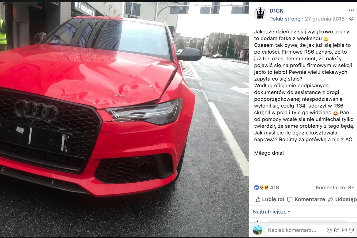 Stłuczka Audi RS6? Spokojnie, wypadek R8 byłby gorszym scenariuszem