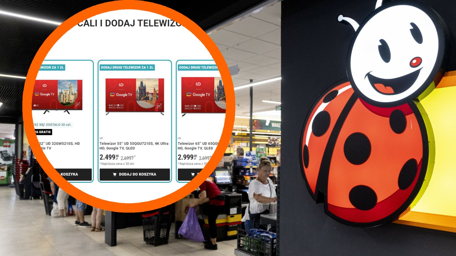 Biedronka sprzedaje TV za 1 zł. Trzeba jednak kupić drugi model