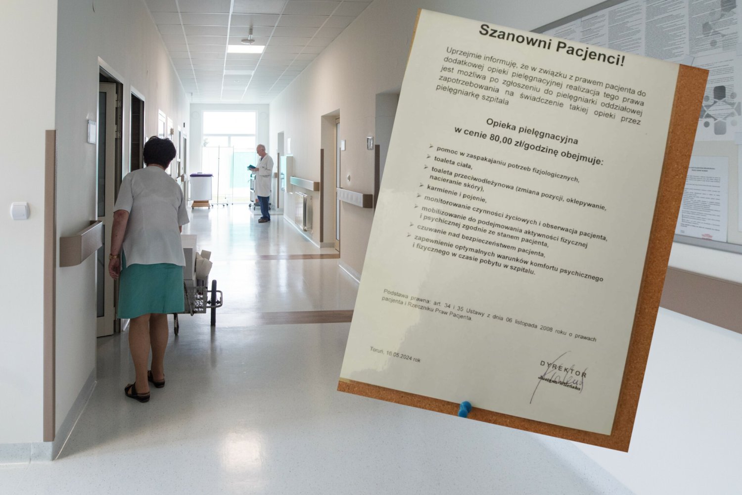 80 zł za godzinę dodatkowej opieki pielęgnacyjnej w toruńskim szpitalu. Zakres budzi wątpliwości Rzecznika Praw Pacjenta.