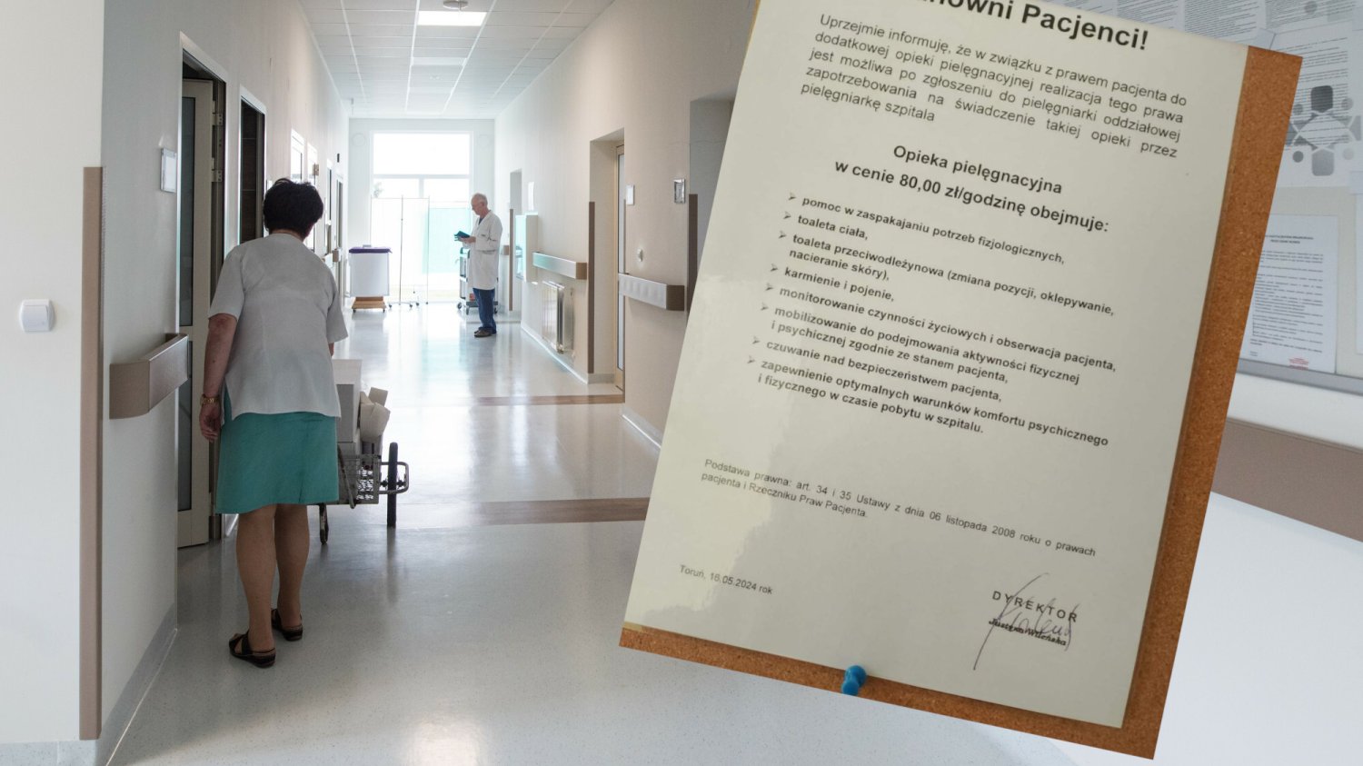 80 zł za godzinę dodatkowej opieki pielęgnacyjnej w toruńskim szpitalu. Zakres budzi wątpliwości Rzecznika Praw Pacjenta.