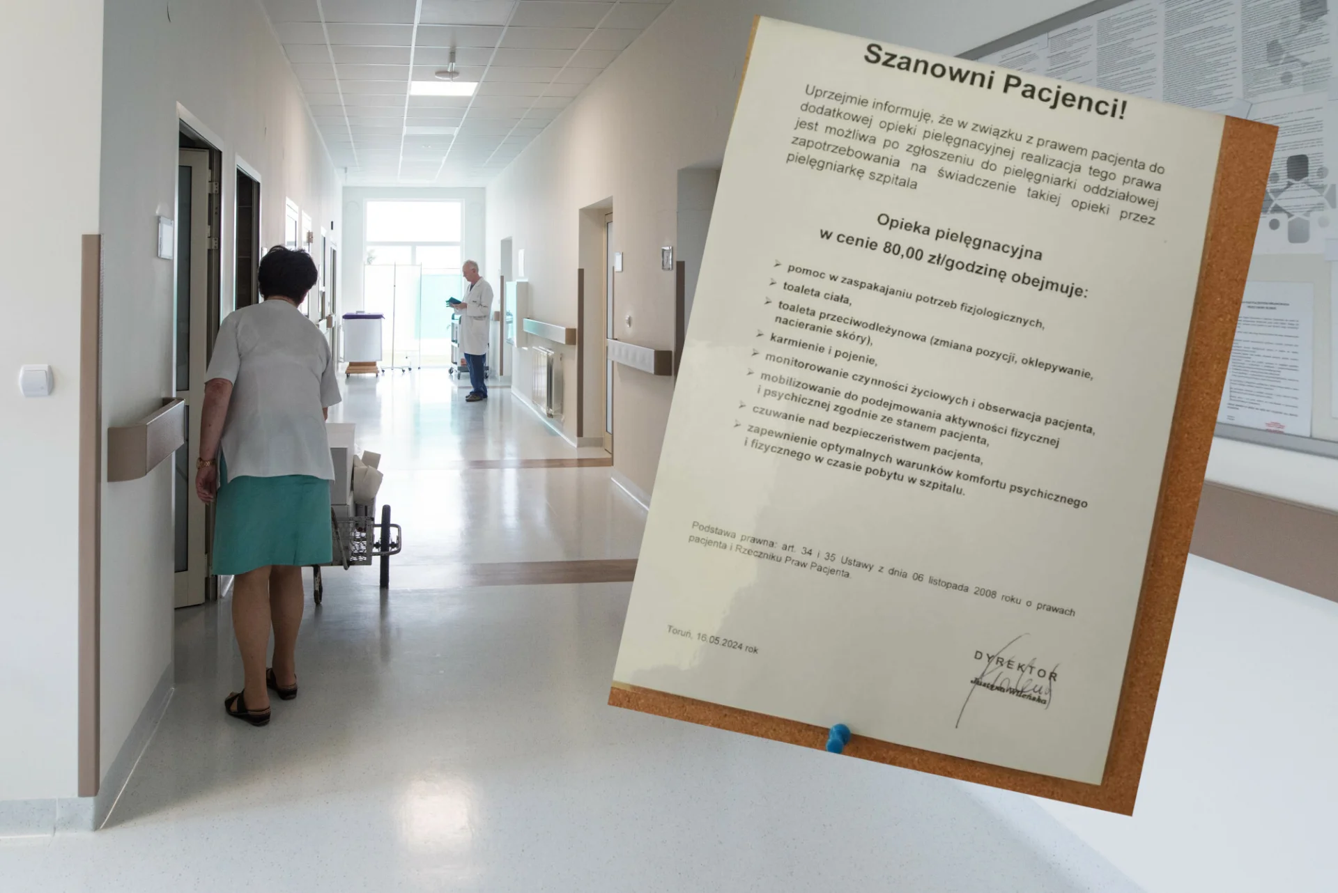 80 zł za godzinę dodatkowej opieki pielęgnacyjnej w toruńskim szpitalu. Zakres budzi wątpliwości Rzecznika Praw Pacjenta.