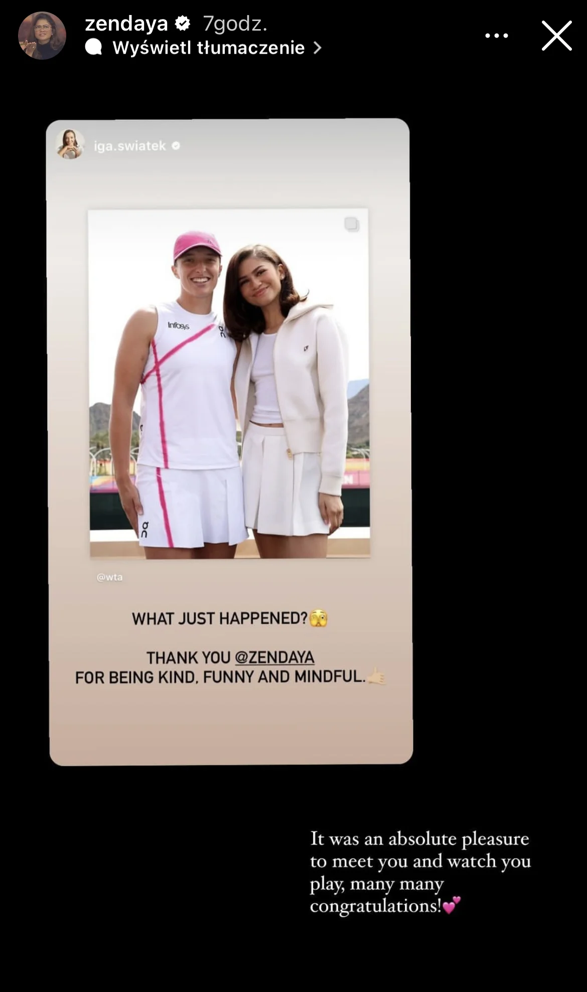 Iga Świątek i Zendaya podczas turnieju WTA w Indian Wells