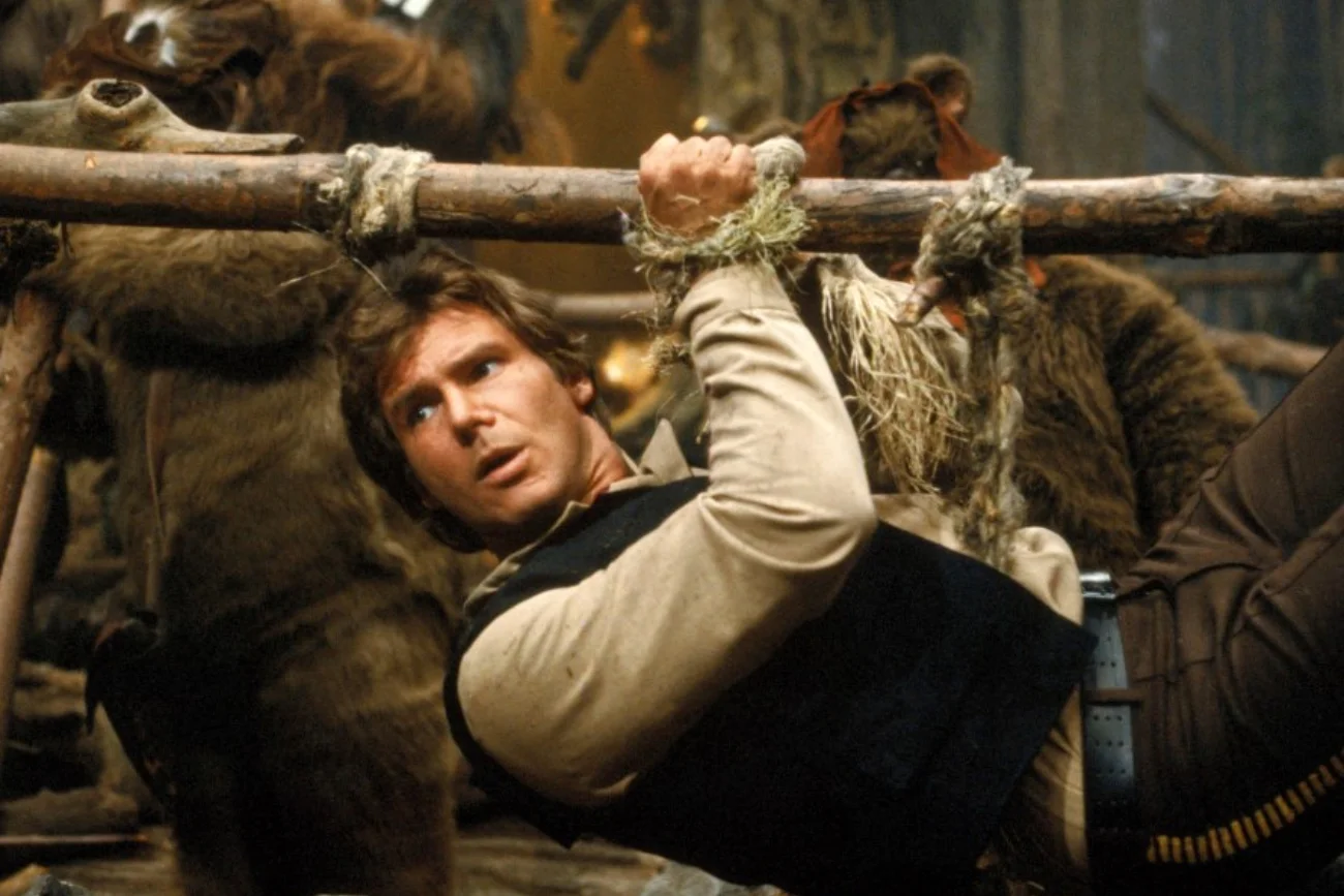 Harrison Ford jako Han Solo w filmie "Gwiezdne wojny: część VI – Powrót Jedi".