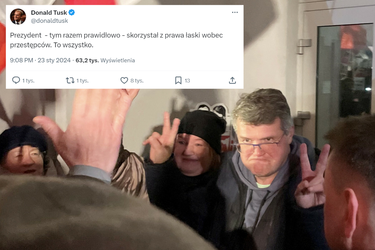 Tusk skomentował ułaskawienie Kamińskiego i Wąsika. "Tym razem prawidłowo"