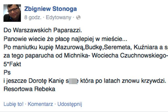 Zbigniew Stonoga chce, by paparazzi przyjrzeli się wybranym urzędnikom i dziennikarzom